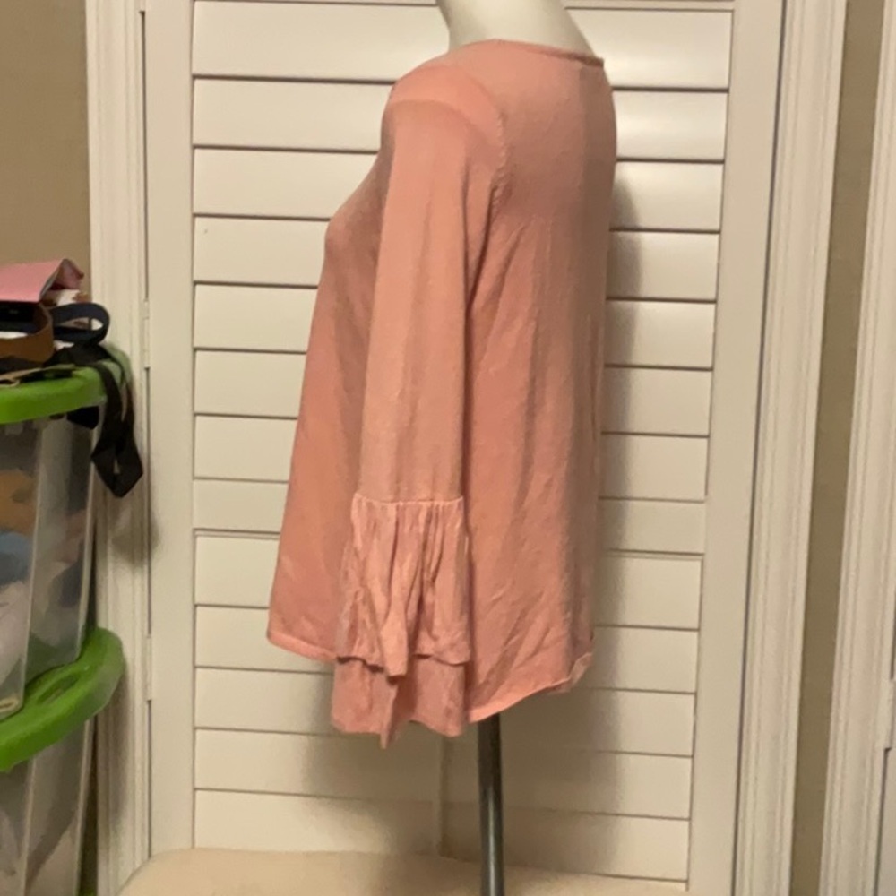 Pink Ruffled Bell Sleeve Blouse - Picture 4 of 7